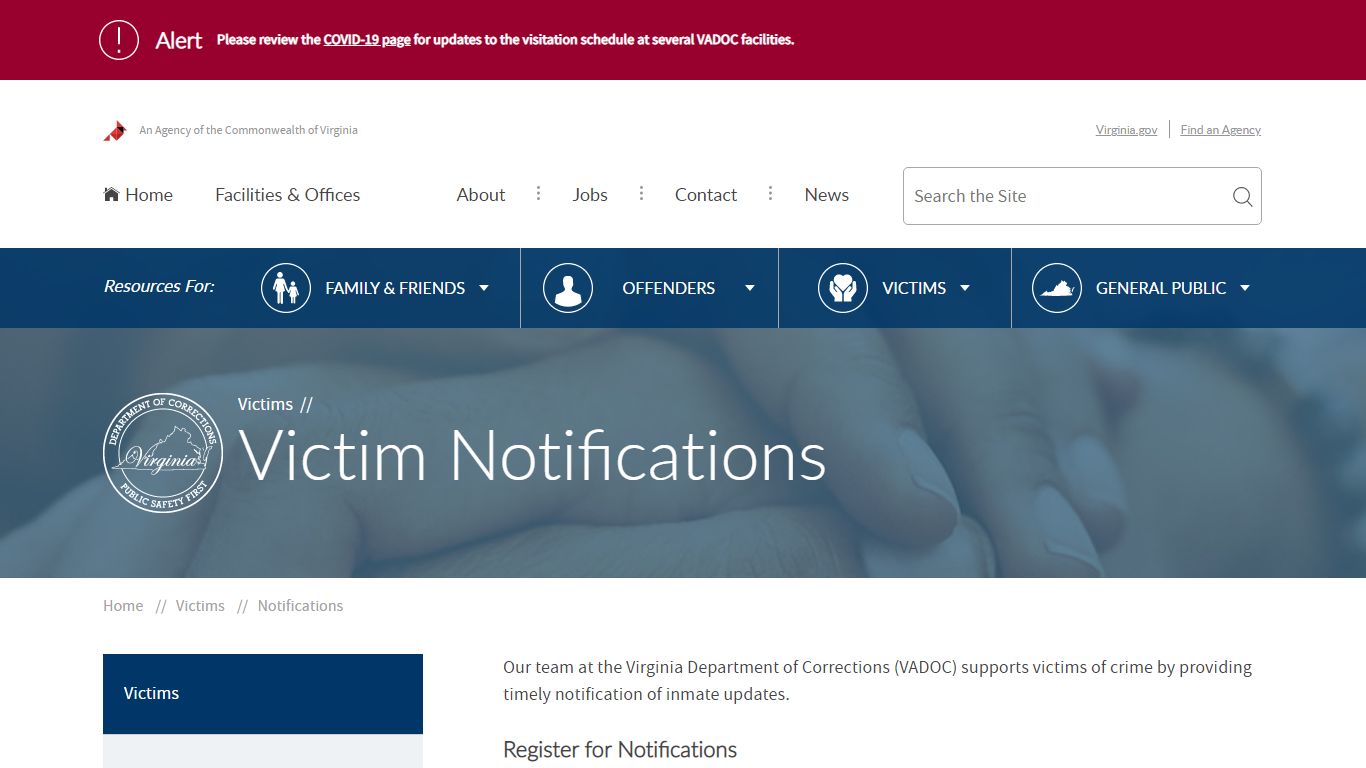 Victim Notifications — Virginia Department of Corrections